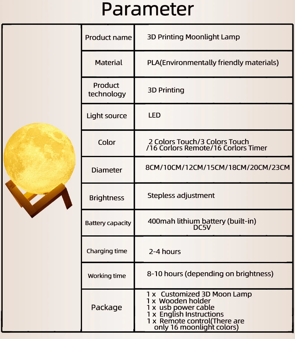 Lampe Lune Personnalisée — Photo & Texte | Cadeau Unique