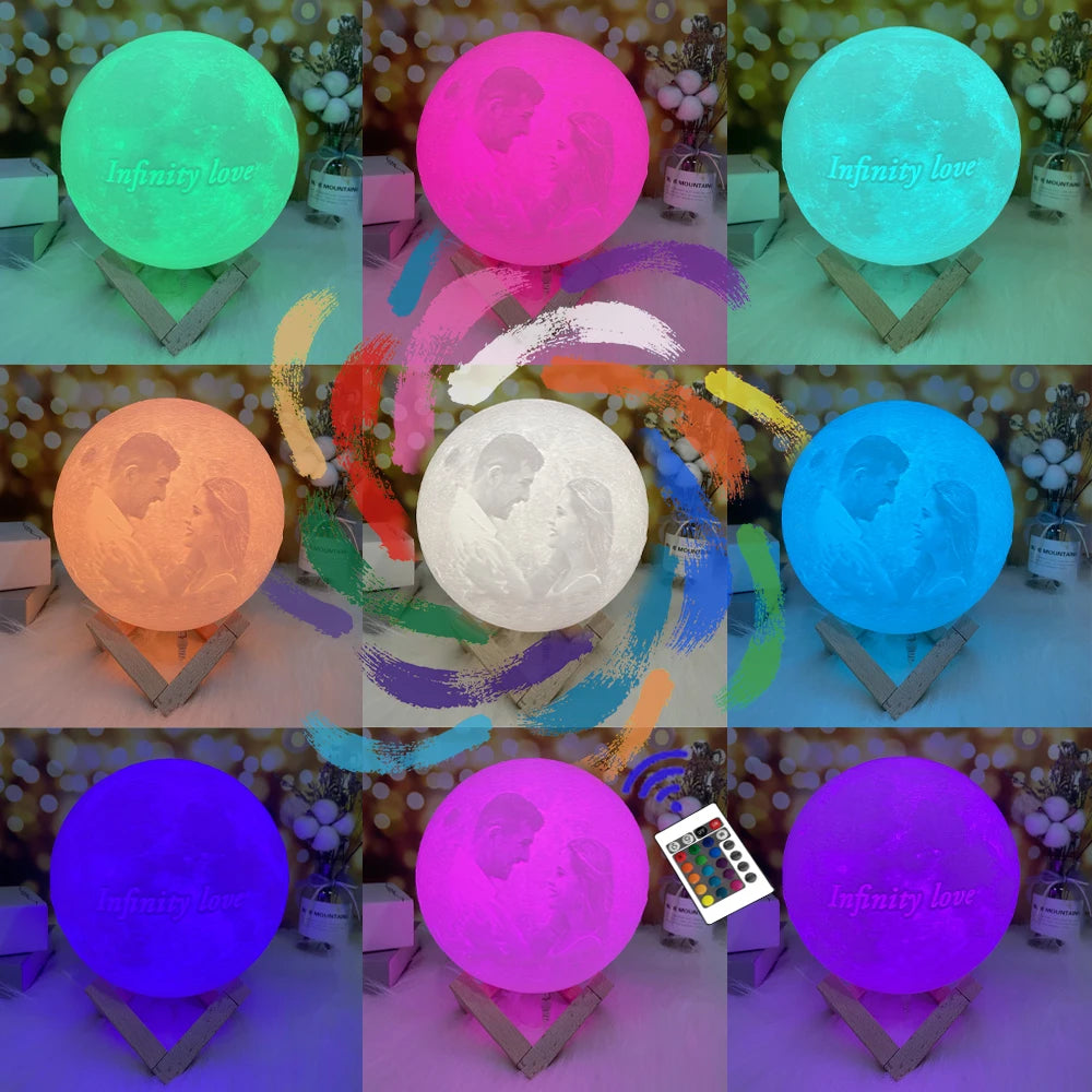 Lampe Lune Personnalisée — Photo & Texte | Cadeau Unique