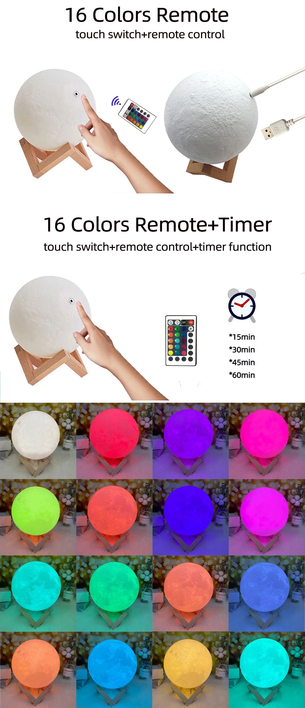 Lampe Lune Personnalisée — Photo & Texte | Cadeau Unique