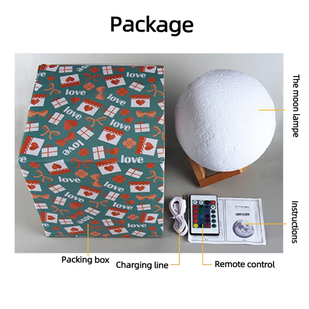 Lampe Lune Personnalisée — Photo & Texte | Cadeau Unique